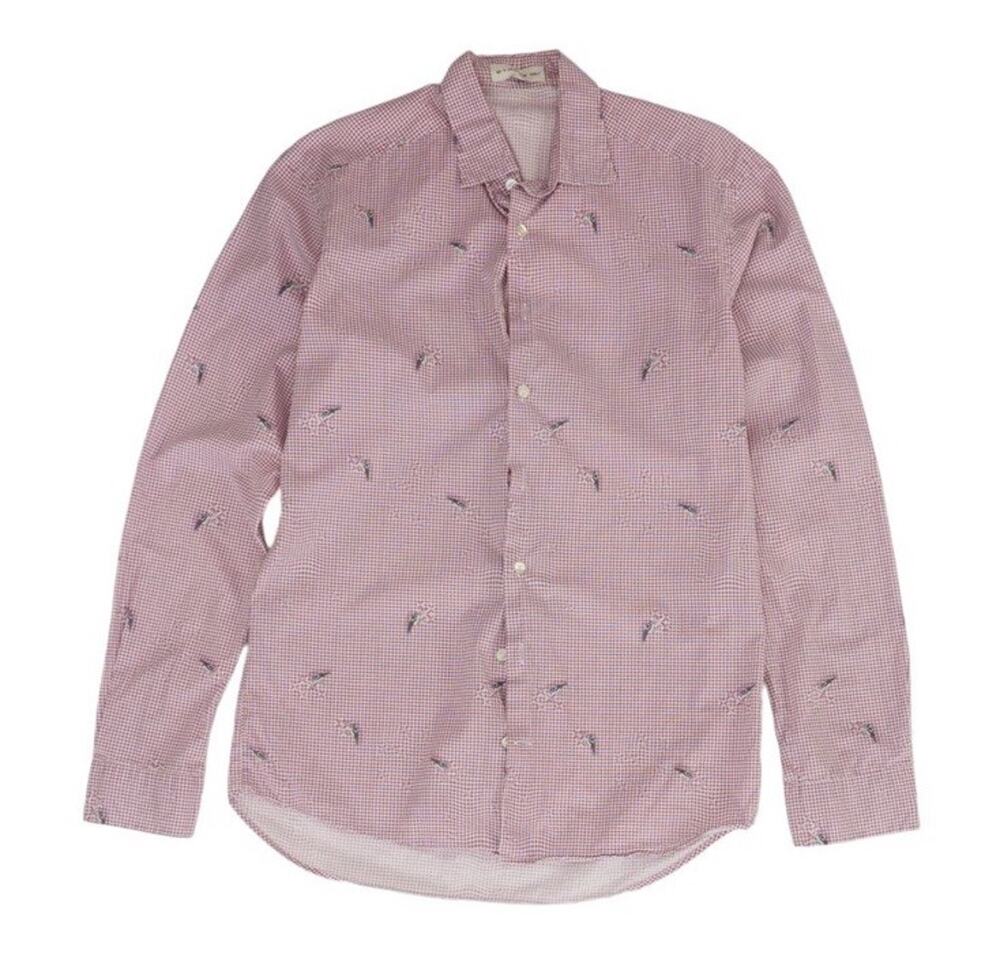 ETRO Designer Men's Shirt Milan Italy Long Sleeve Button Up Pink Size 38